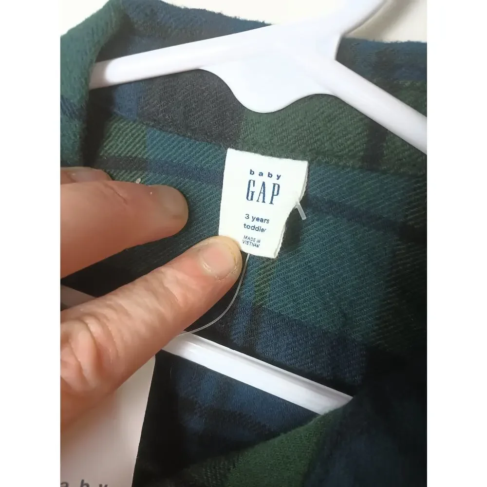 Baby Gap NWT Flannel Shirt Toddler 3 Years Multicolor Long Sleeve Button‎ Front